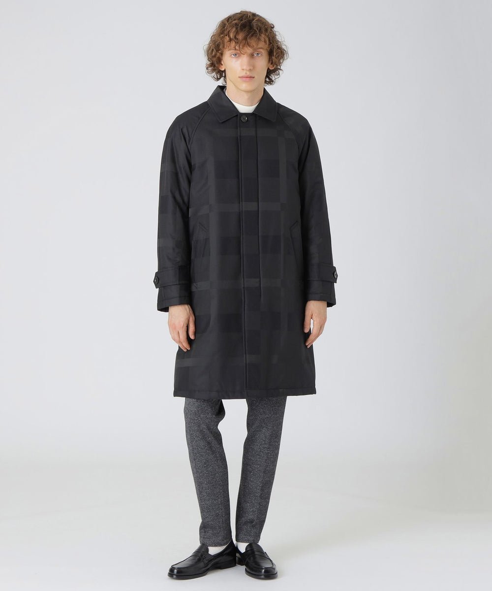シャドーチェックパデッドステンカラーコート（ブルゾン）｜BLACK