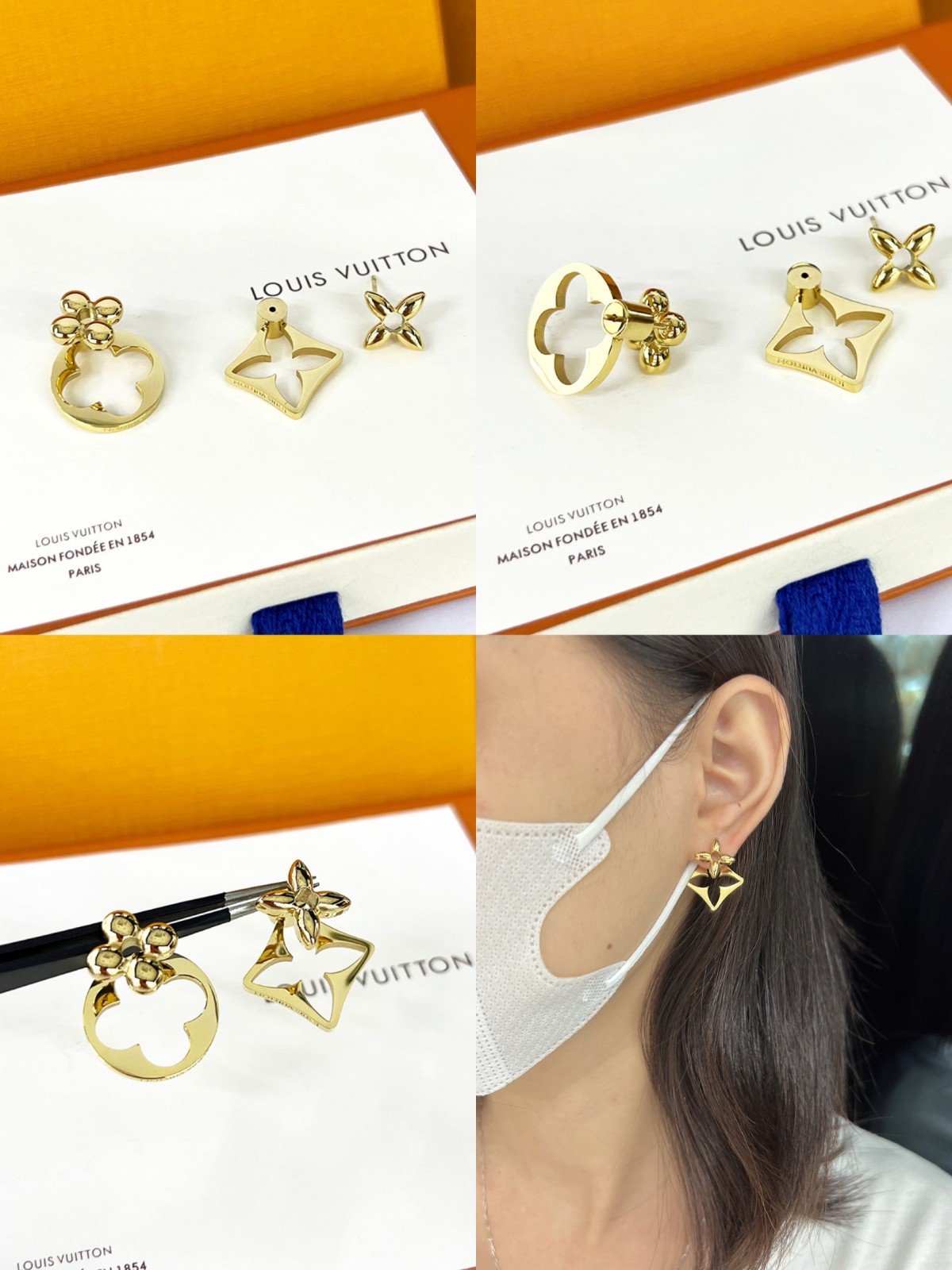 人気☆おしゃれ 左右非対称 ルイヴィトン ピアス コピー LV フラワーグラム