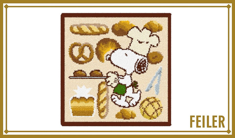 PEANUTS×フェイラー、ピーチを抱いた“スヌーピー”がかわいいハンカチ