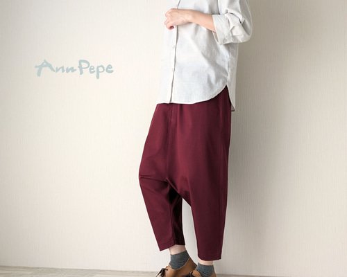 太さ・股上も選べる♧ サルエルパンツ 9分丈 クロップド／綿ツイル