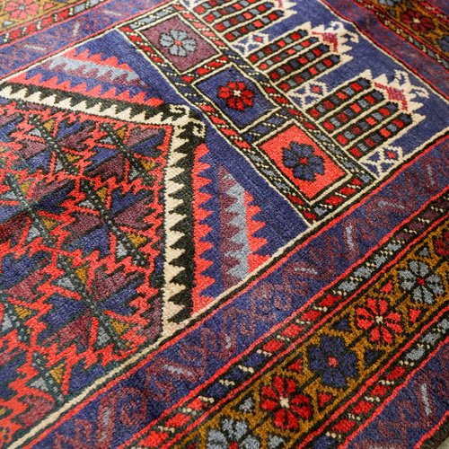 141×89 トライバルラグ ヴィンテージラグ バルーチ 手織りラグ