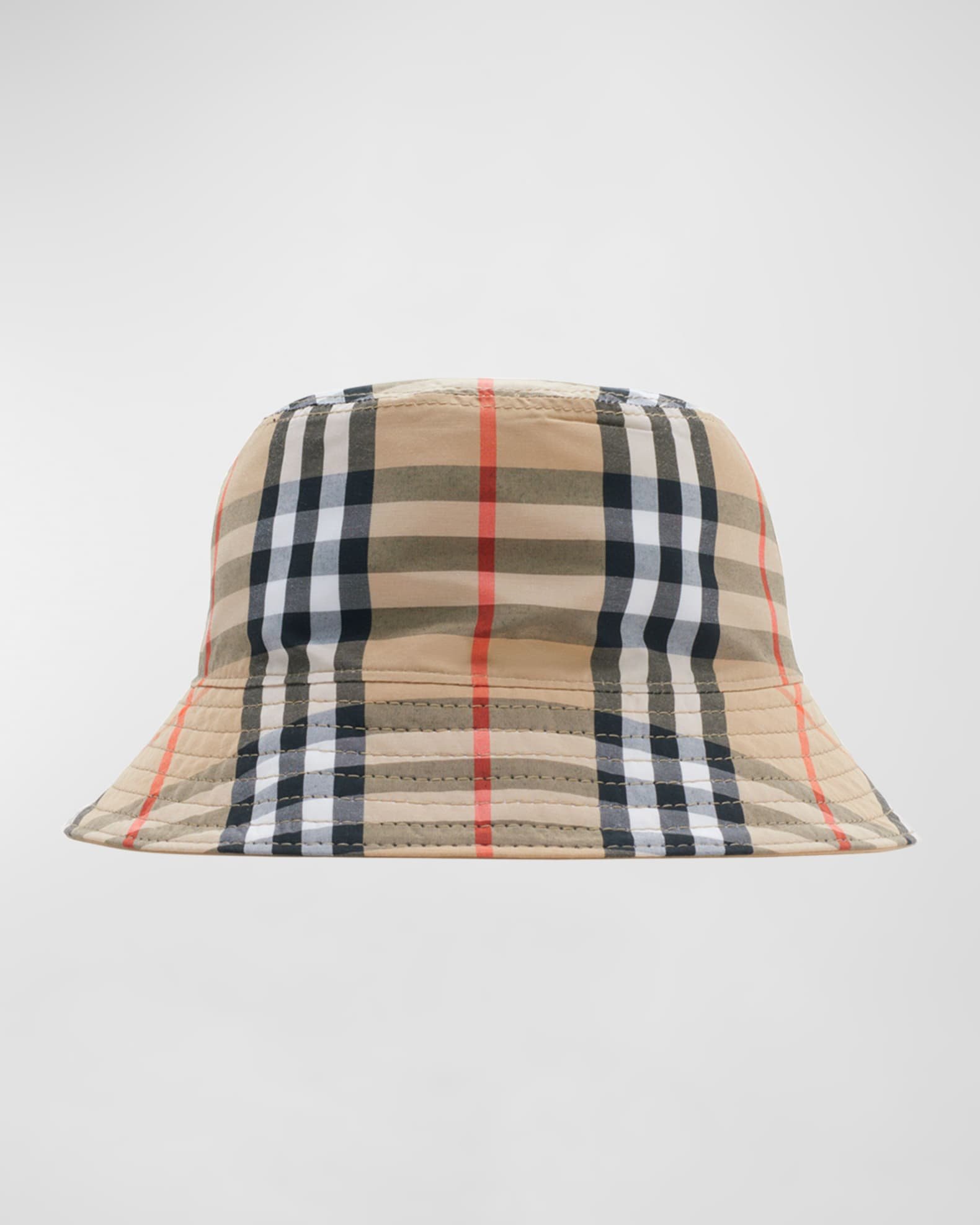 Burberry Kid's Check-Lined Reversible Bucket Hat, Size 12M-9