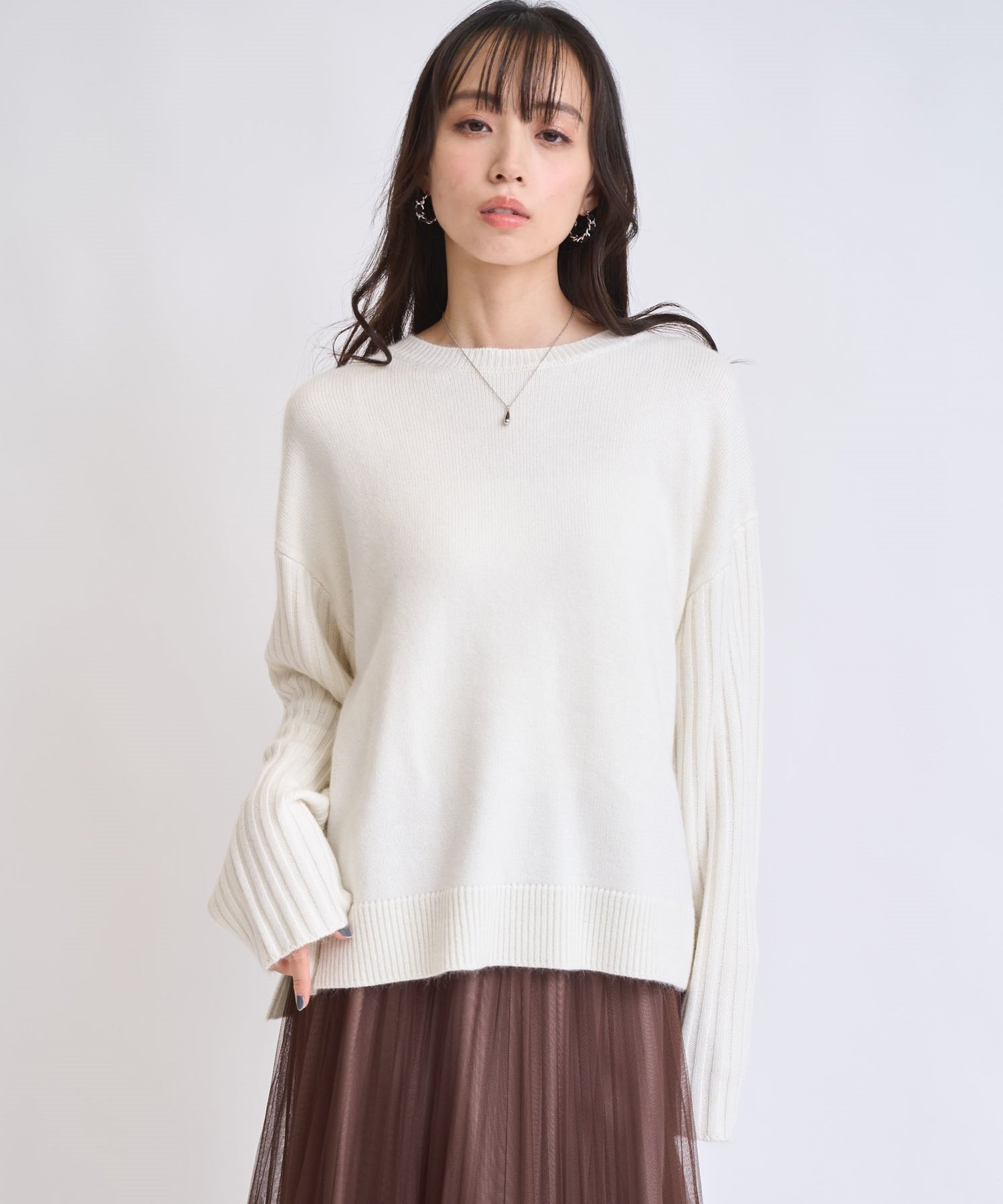 ウールラクーン混デザインスリーブニット | ニット | NOELA OFFICIAL