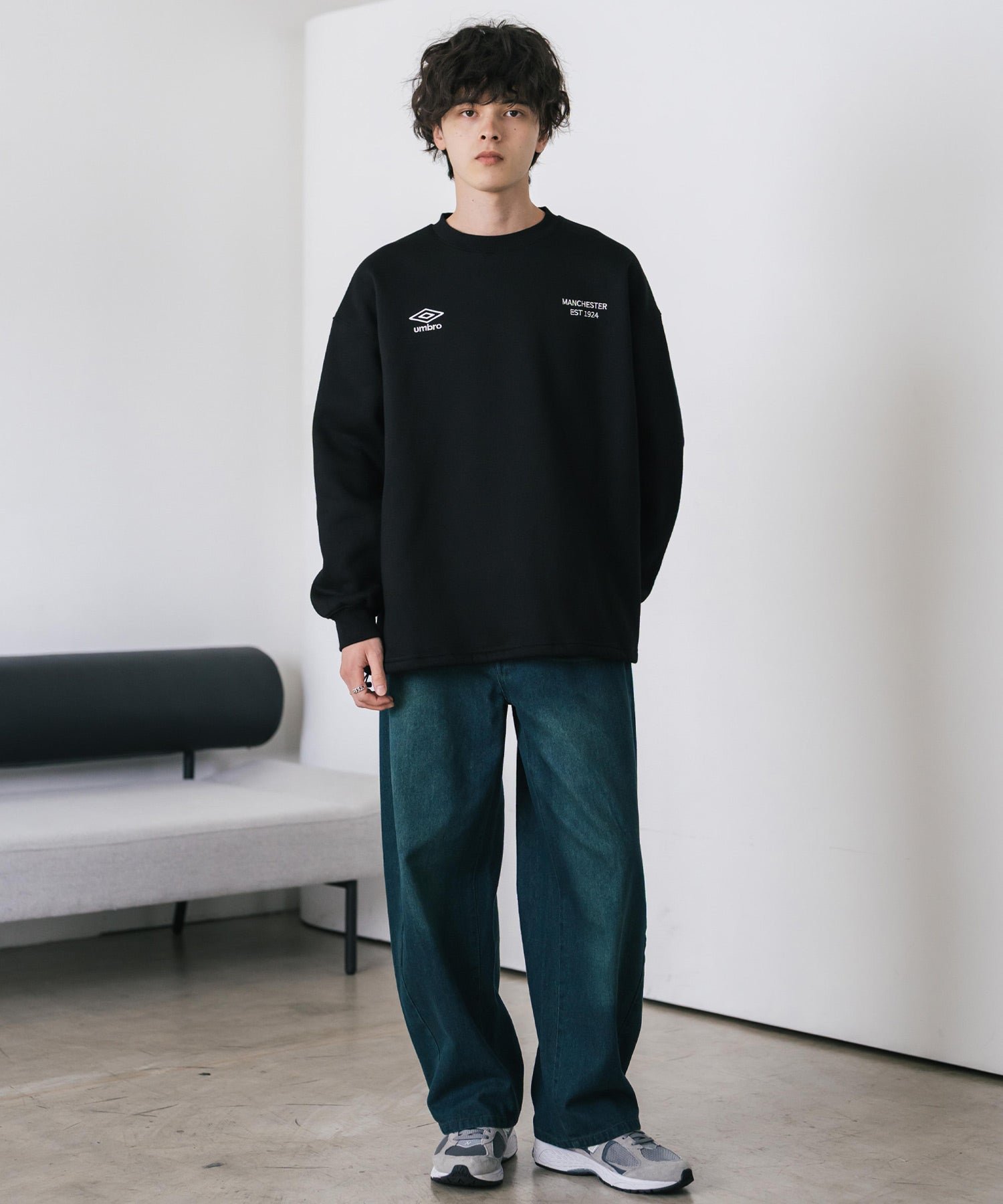 UMBRO 別注コラボオーバーサイズ裏起毛ロゴ刺繍ドロストスウェット