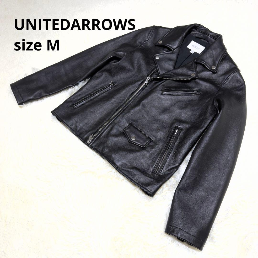 極美品✨ユナイテッドアローズ ダブルライダース ラムレザー ジャケット M UNITED ARROWS（ユナイテッドアローズ） レザー ダブル ライダース