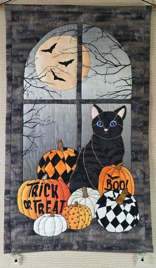 ハンドメイド ステンドグラスキルト タペストリー　ハロウィン ナイト ハンドメイド ステンドグラスキルト タペストリー ハロウィン ナイト