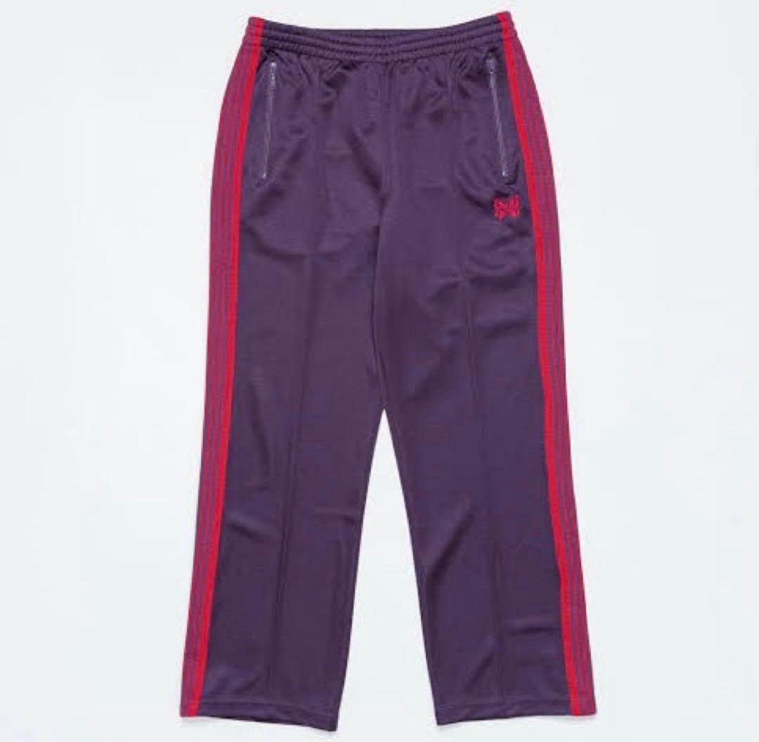needles 22aw トラックパンツ　ストレート　パープル XS Needles トラックパンツ ストレートタイプ xs ネイビー×パープル