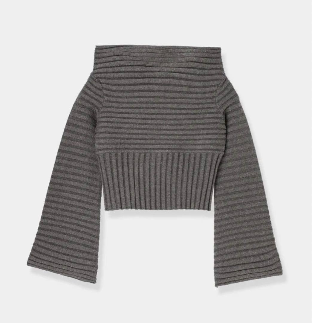 L'aube blanc Off Shoulder Panel Knit ニット Off shoulder Panel knit tops – L'AUBE BLANC